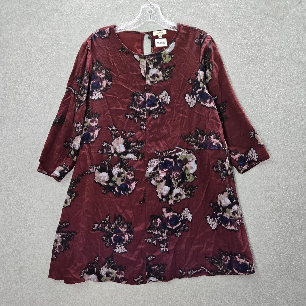 Wilfred Women Dress Medium Red Floral Mini Shift 3/4 Sleeve
